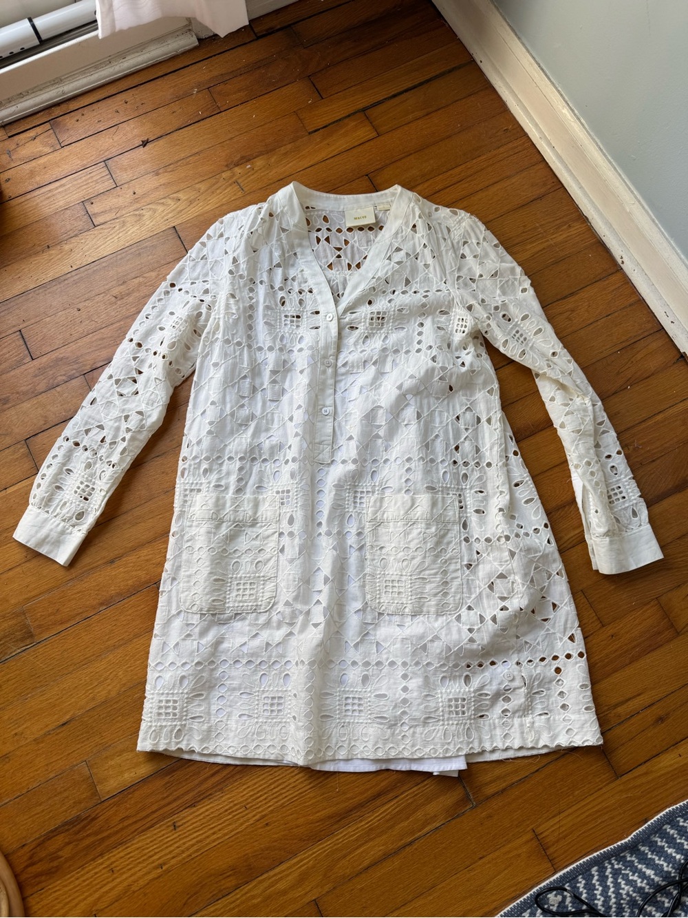 Maeve White Eyelet Shirt Dress